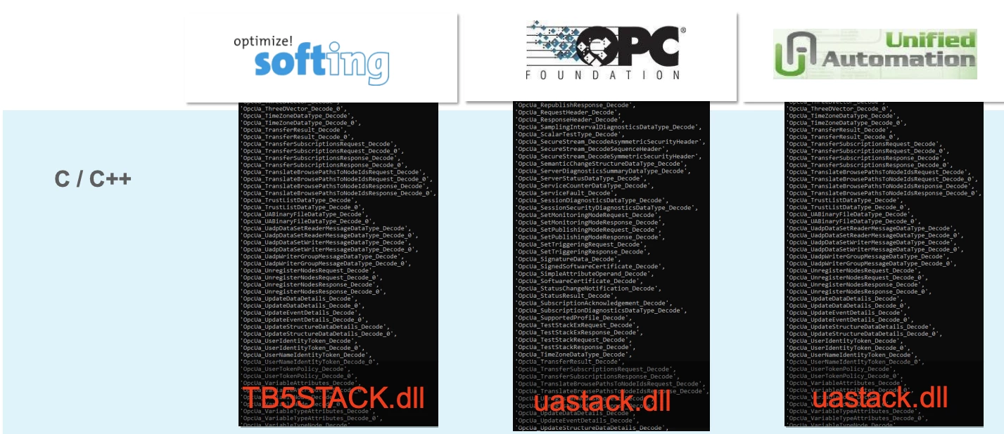 OPC UA protocol stacks