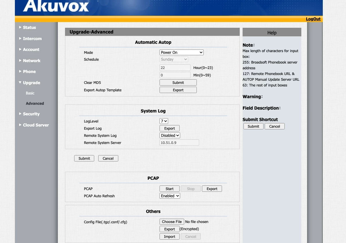 Akuvox UI Screen