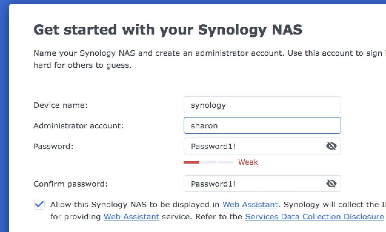 synology NAS started